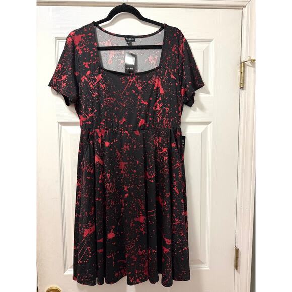 Torrid Plus Size 0 (0X 12) Blood Splatter Cosplay Costume A-Line Dress Pockets - Picture 3 of 4
